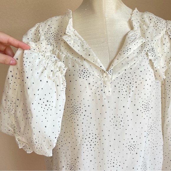 Maje Lacky Ruffle Star Printed Cupro Blouse Size 3 / Large NWT - Picture 9 of 16